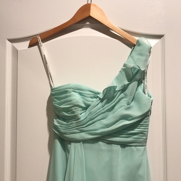 David’s Bridal, mint, one strap bridesmaids dress - Picture 2 of 4